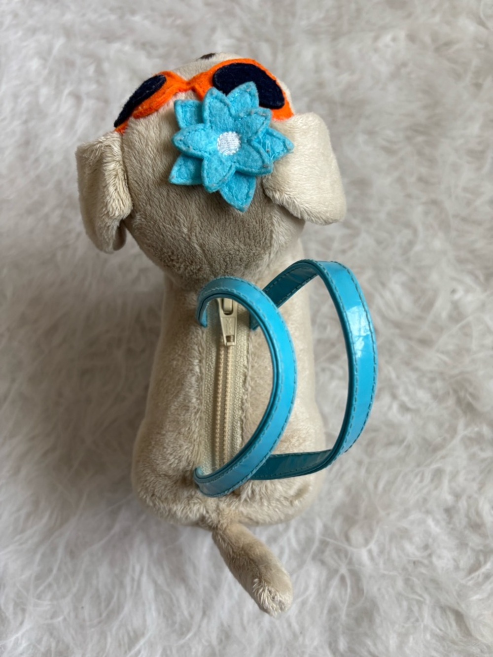 Gymboree Plush Puppy Purse with Orange Heart Sunglasses & Turquoise Accents - Picture 2 of 4